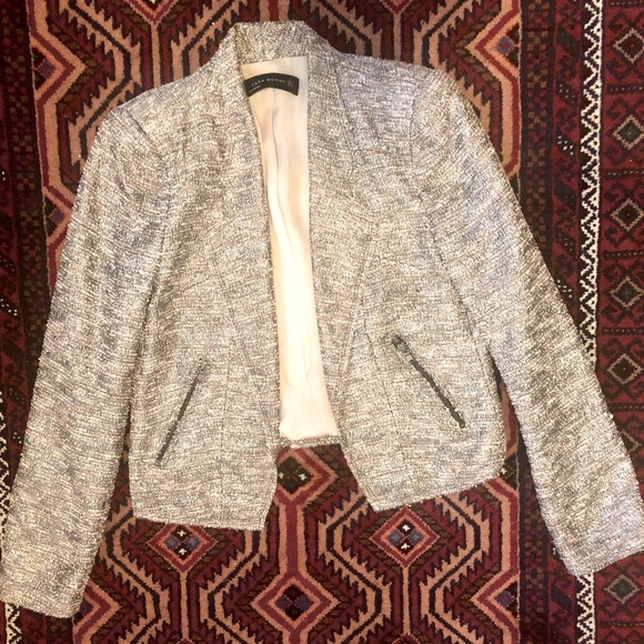 ZARA Sparkle Boucle Metallic Jacket in Multi Shine - Sz M - Picture 3 of 7